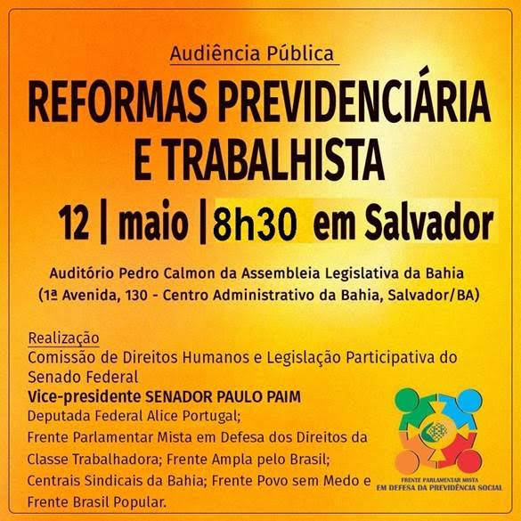 AudiÃªncia debate reformas previdenciÃ¡ria e trabalhista